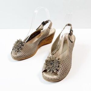 Rieker Women Leather Slingback Peep Toe Wedge Sandal EU36 Comfy Casual Party